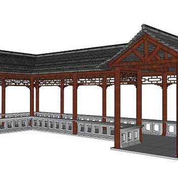 景观连廊su模型下载_sketchup草图大师SKP模型