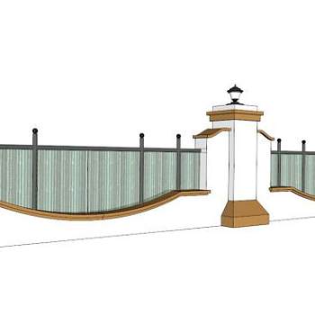 玻璃矮围墙su模型下载_sketchup草图大师SKP模型
