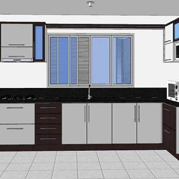 现代户型橱柜家装SU模型下载_sketchup草图大师SKP模型