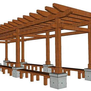 木质长廊su模型下载_sketchup草图大师SKP模型