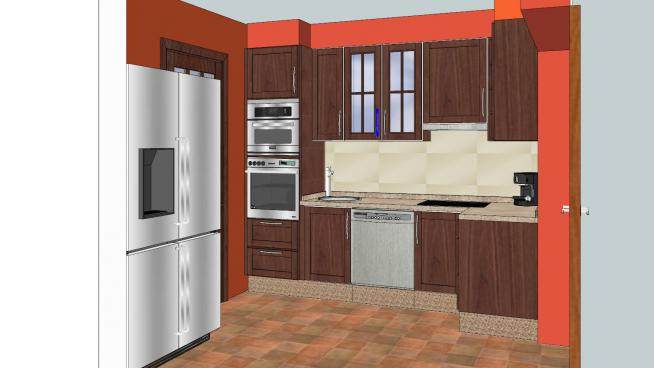 美式复古厨房家具SU模型下载_sketchup草图大师SKP模型