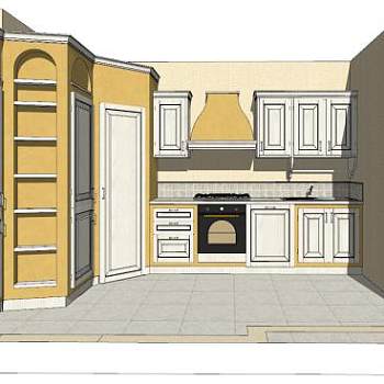 小型简欧厨房SU模型下载_sketchup草图大师SKP模型