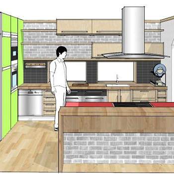 工业风厨房设计SU模型下载_sketchup草图大师SKP模型