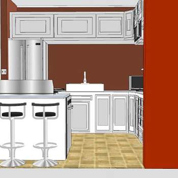 简欧工业风厨房SU模型下载_sketchup草图大师SKP模型