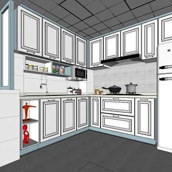 简欧小清新厨房家电SU模型下载_sketchup草图大师SKP模型