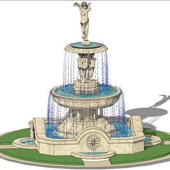 景观现代喷泉su模型下载_sketchup草图大师SKP模型