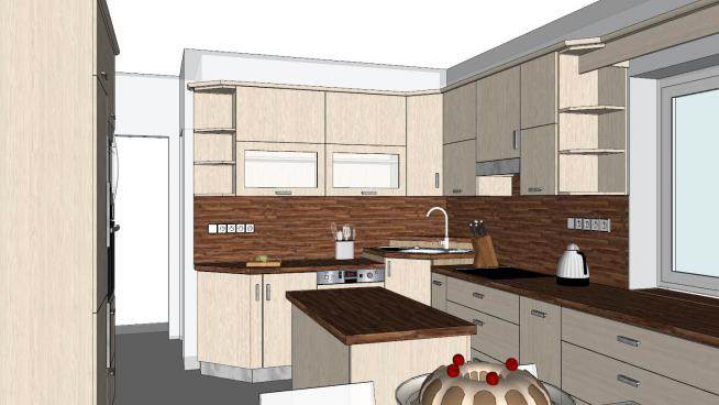 现代岛型厨房设计SU模型下载_sketchup草图大师SKP模型