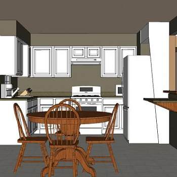 简欧现代厨房餐厅SU模型下载_sketchup草图大师SKP模型