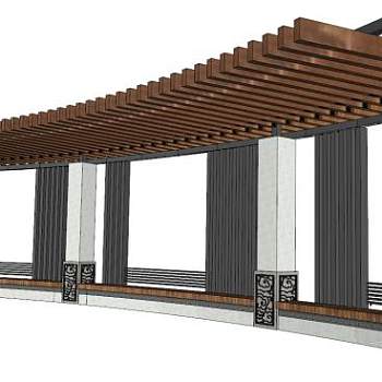 单臂廊架su模型下载_sketchup草图大师SKP模型