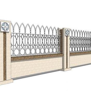 别墅围墙su模型下载_sketchup草图大师SKP模型