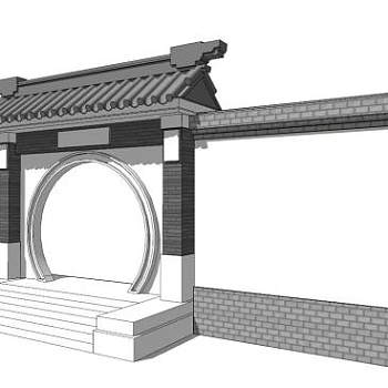 现代院墙su模型下载_sketchup草图大师SKP模型