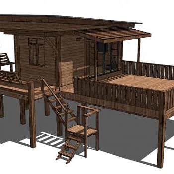 滨水木屋su模型下载_sketchup草图大师SKP模型