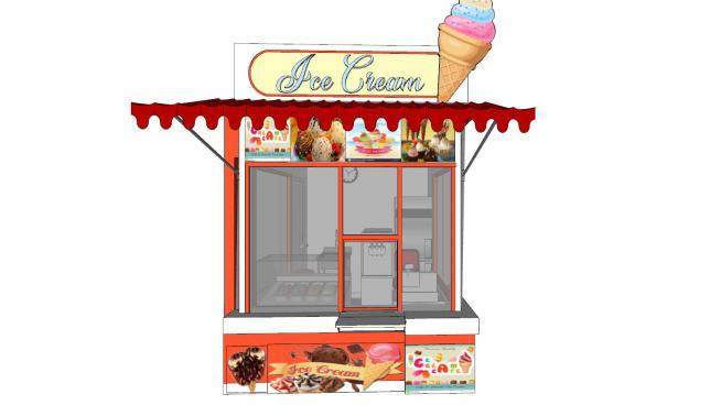 现代冰淇淋店设计sketchup模型下载_sketchup草图大师SKP模型