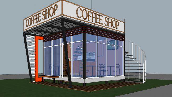 现代建筑咖啡店sketchup模型下载_sketchup草图大师SKP模型
