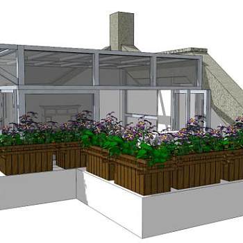 钢结构玻璃房su模型下载_sketchup草图大师SKP模型