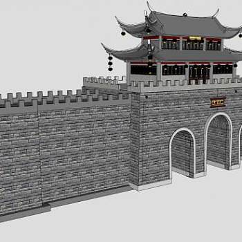 古建城墙su模型下载_sketchup草图大师SKP模型