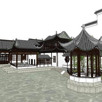 中式院落住宅su模型下载_sketchup草图大师SKP模型