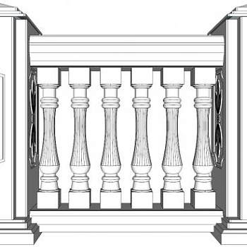 花瓶柱围墙su模型下载_sketchup草图大师SKP模型