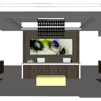 现代公司前台接待大厅SU模型下载_sketchup草图大师SKP模型