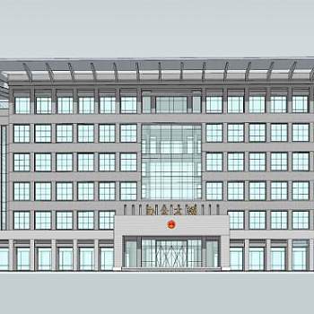 现代机关建筑大楼SU模型下载_sketchup草图大师SKP模型