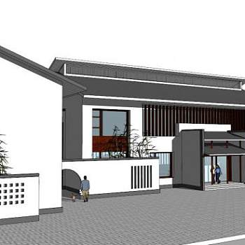 新中式商业建筑su模型下载_sketchup草图大师SKP模型