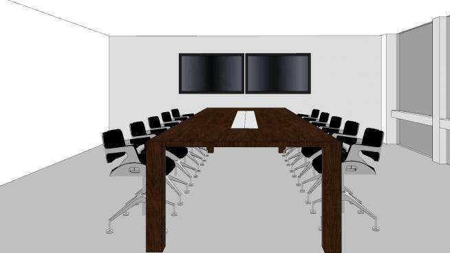 现代方形会议室家具SU模型下载_sketchup草图大师SKP模型