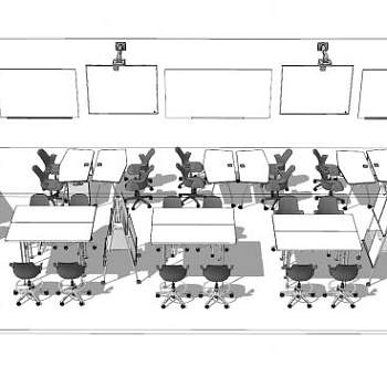 现代四人组会议室SU模型下载_sketchup草图大师SKP模型