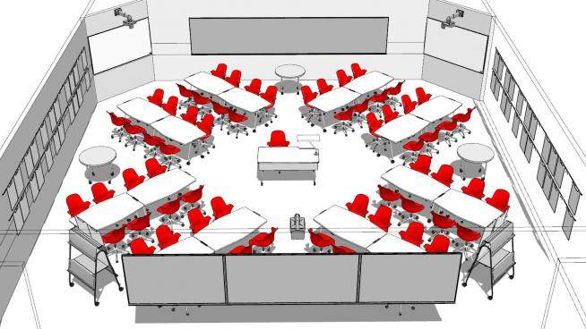 现代红色会议室SU模型下载_sketchup草图大师SKP模型