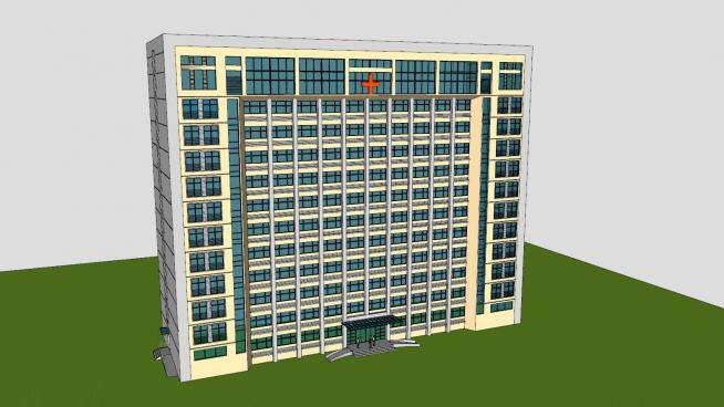 现代医院急诊大楼设计SU模型下载_sketchup草图大师SKP模型