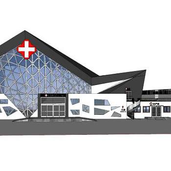 现代小型整体医院SU模型下载_sketchup草图大师SKP模型