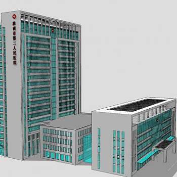 淮南市第二人民医院SU模型下载_sketchup草图大师SKP模型