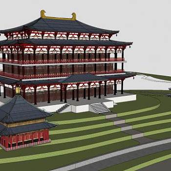 日式神社建筑SU模型下载_sketchup草图大师SKP模型