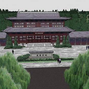 武大郎纪念馆建筑SU模型下载_sketchup草图大师SKP模型