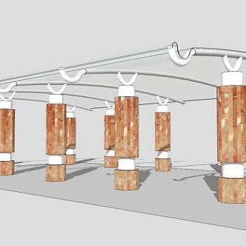 地下车库玻璃雨棚su模型下载_sketchup草图大师SKP模型