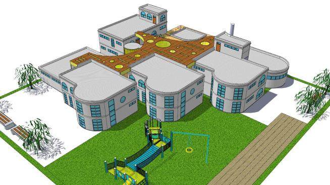 幼儿园建筑和儿童设施SU模型下载_sketchup草图大师SKP模型
