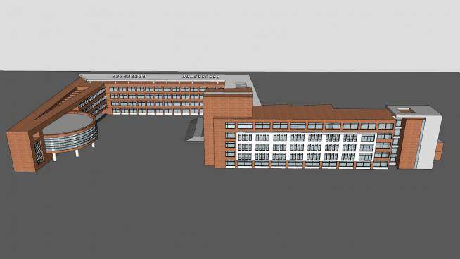 现代四层教学楼建筑sketchup模型下载_sketchup草图大师SKP模型