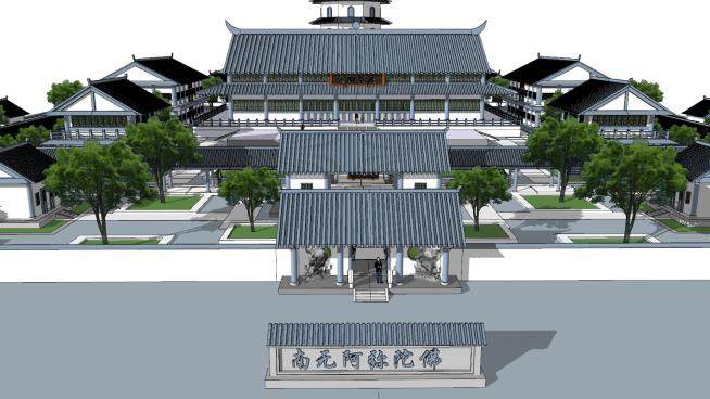 南禅寺寺庙建筑SU模型下载_sketchup草图大师SKP模型