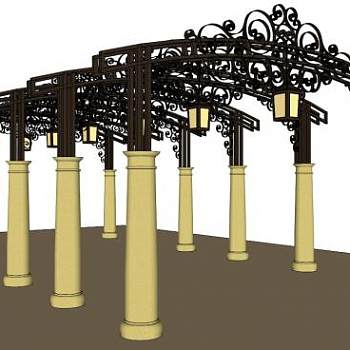 铁艺廊架su模型下载_sketchup草图大师SKP模型