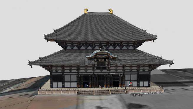 日本重檐寺庙建筑SU模型下载_sketchup草图大师SKP模型