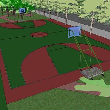 现代公园球场建筑SU模型下载_sketchup草图大师SKP模型