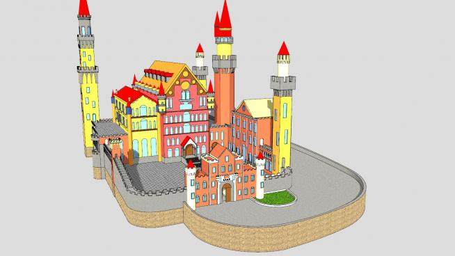 欧式幼儿园城堡建筑SU模型下载_sketchup草图大师SKP模型