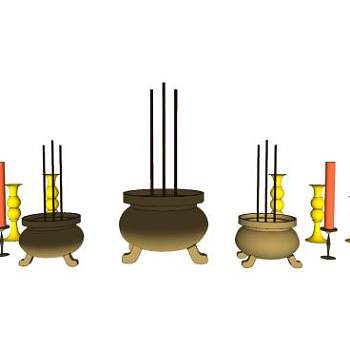 中式香炉圆鼎SU模型下载_sketchup草图大师SKP模型