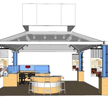 现代办公桌专卖店SU模型下载_sketchup草图大师SKP模型