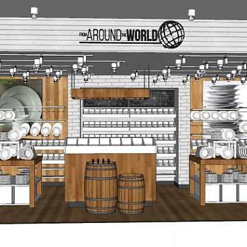 现代餐具专卖店SU模型下载_sketchup草图大师SKP模型