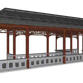 仿古走廊su模型下载_sketchup草图大师SKP模型