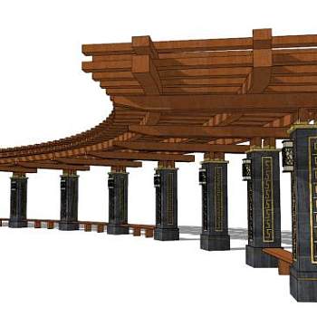 弧形景观廊架su模型下载_sketchup草图大师SKP模型