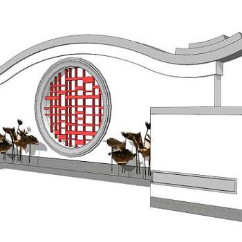 小型景墙su模型下载_sketchup草图大师SKP模型