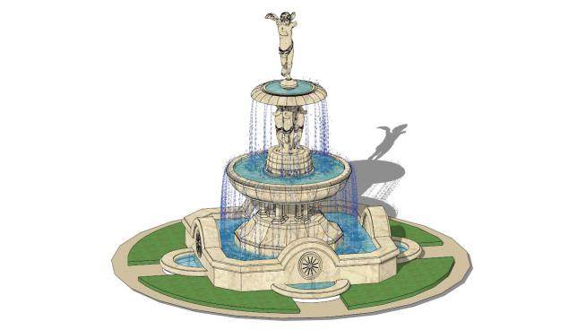 城市景观喷泉su模型下载_sketchup草图大师SKP模型