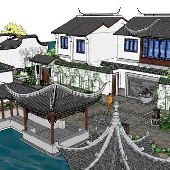 园林建筑su模型下载_sketchup草图大师SKP模型