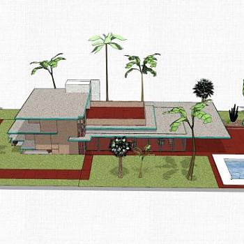 现代小型别墅建筑sketchup模型下载_sketchup草图大师SKP模型